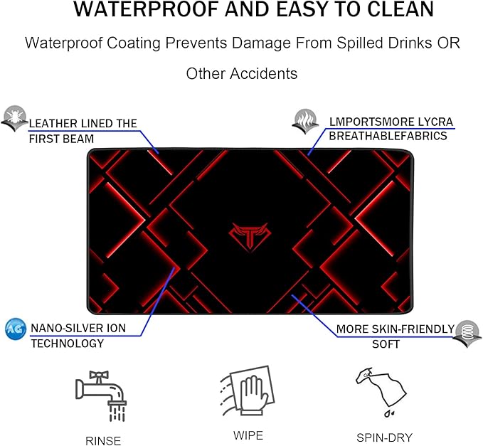 TEDNETGO Large Mouse Pad, Gaming Long Mouse Pad, Waterproof Extra Large Big Mousepad with Stitched Edge, XXL Non-Slip Computer Computer Keyboard Pad Mat for Gamer/Desktop/Office/Home, RED