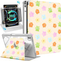 Uppuppy for iPad Pro M4/M5 Case 13 inch - 360 Degree Rotating Stand Folio Smart Cover with Pencil Holder for Women Girls, Colorful Flowers for iPad Pro 13 inch Case 2024 M4/2025 M5