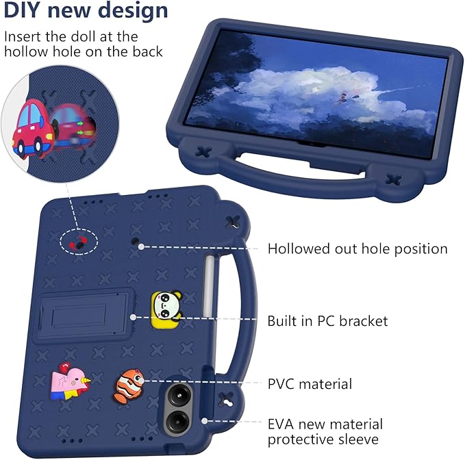 AKABEILA Compatible with Apple iPad Pro 12.9(2018/2020/2021/2022)/Air 13(2026) M4(2025) M3(2024)/Pro 13(2025) M5(2024) Tablet Case, Cases with Shoulder Strap & Stand Handle & Pen Tray Navy Blue