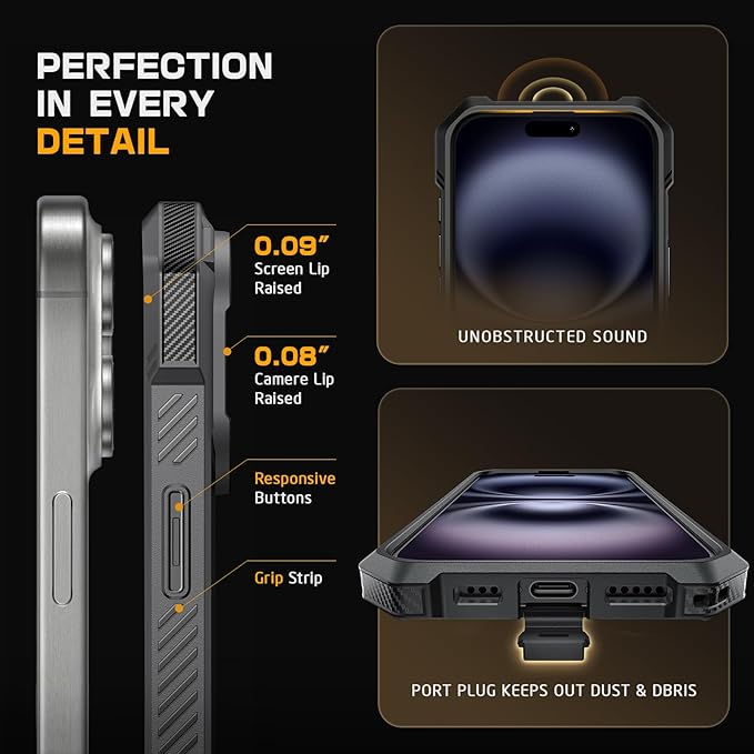 SUPCASE for iPhone 16 Pro Max Case with Camera Control Capture Button (Unicorn Beetle Grip), [Built-in Stand] [Compatible with MagSafe] Heavy Duty Magnetic Phone Case for iPhone 16 Pro Max, Gray