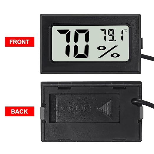 3Pcs Fahrenheit Thermometer Hygrometer Mini Digital with Probe Electronic Temperature Humidity Gauge Meters Indoor LCD Display for Humidors,Greenhouse,Garden,Incubator Reptile Terrarium