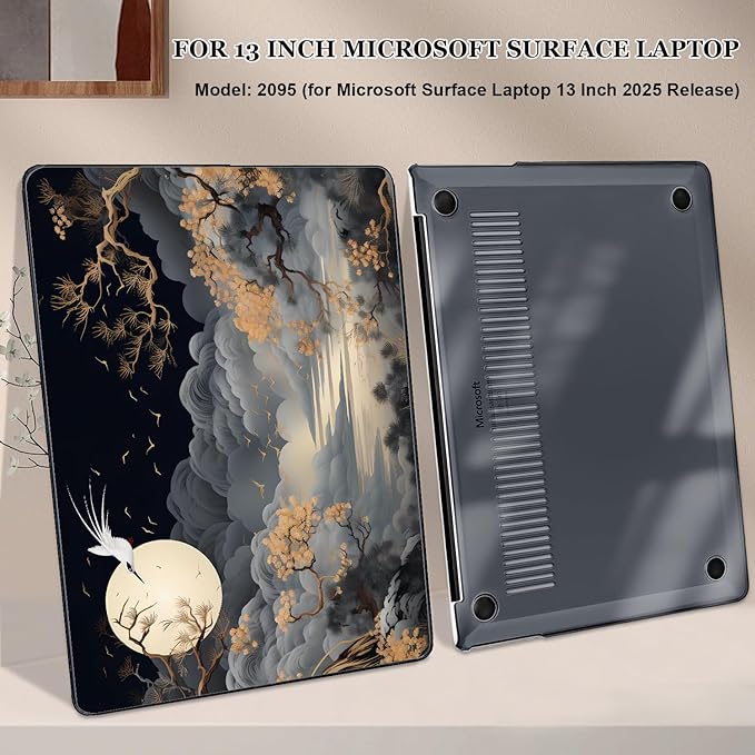Slim Protective Case for Microsoft Surface Laptop 13 inch Copilot+PC 2025 (Model 2095), Lightweight Anti-Scratch Printed Pattern Plastic Hard Shell Case Cover, Tide Illustration 2