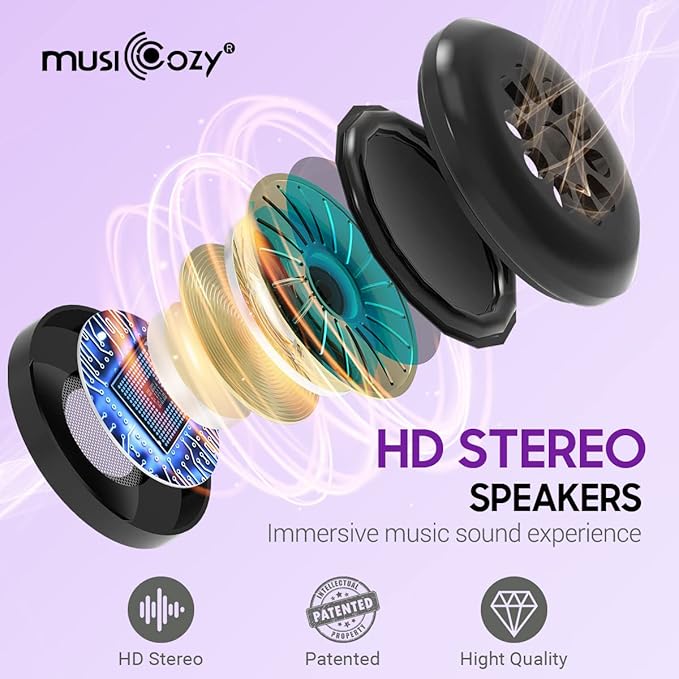 MUSICOZY Sleep Headphones, Bluetooth 5.4 Sleep Mask Headband Headphones Sleeping Eye Mask, Wireless Music Earbuds Earphones with HD Stereo Speakers Cool Gadgets Gifts (Violet)