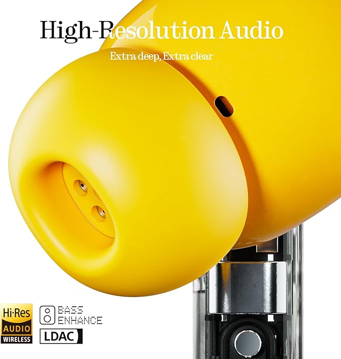 Nothing Ear (a) Wireless Earbuds, 45dB Hybrid Noise Cancelling Earbuds, Hi-Res Audio, Advanced Equaliser, Dual Connect, 6 Mics, 42.5H Playtime Ear Buds Wireless Bluetooth, Yellow