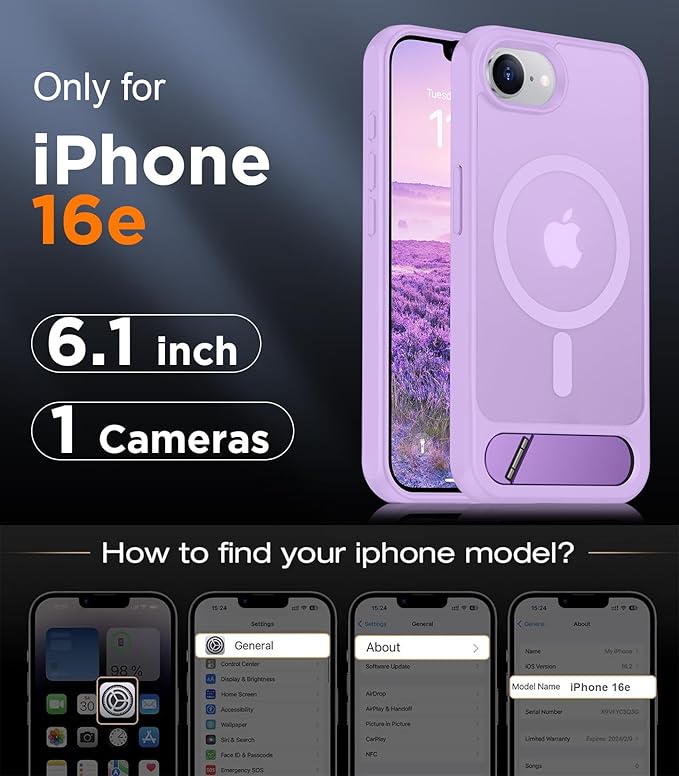 Magnetic Compatible with SE4 Case, [Built-in Invisible Kickstand][Military Grade Shockproof] Slim Translucent Matte Phone Case