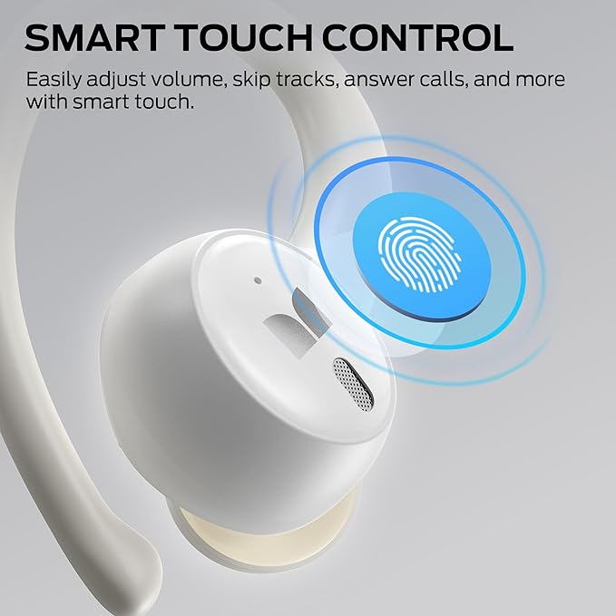Monster N-Lite 216 Wireless Earbuds, Sports Earbuds with Earhooks, Noise Cancelling Headset, Stereo Deep Bass Over Ear Buds 48H Playtime, IPX6 Waterproof Earphones for Running/Workout（White）