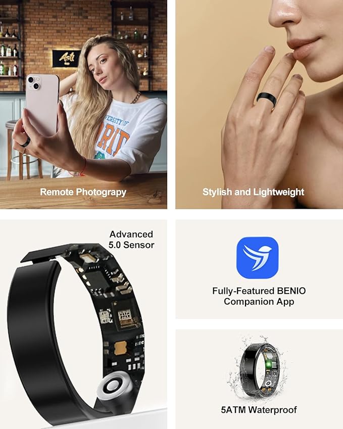 Benio Gen4 Smart Ring,2026 Upgraded,Smart Health Ring for Women Men Fitness Tracker with Heart Rate,Blood Oxygen,Sleep Monitoring,Step Counting,No Subscription