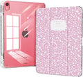 Case for iPad 11th Generation A16 Chip (2025), iPad 10th Generation (2022) Case, Protective Slim Clear Back Cover with Pencil Holder, Trifold Sturdy Stand, Pink Composition Book