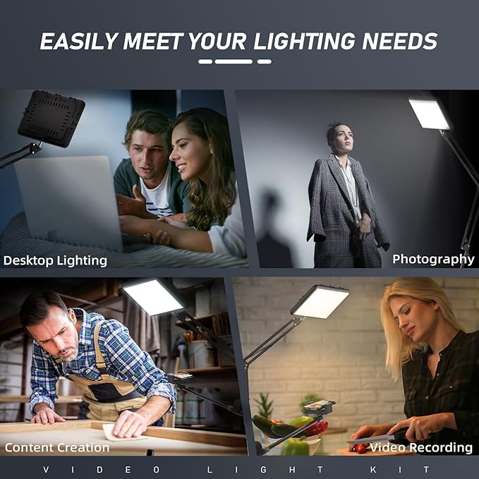 Selfie Light with Stand and Cell Phone Holder, 12" Led Panel Lamp Tripod with Adjustable Arm, 2800-7000K Color Temperature for Photoshoot, Video Recording, Streaming, Vlog, YouTube, TikTok