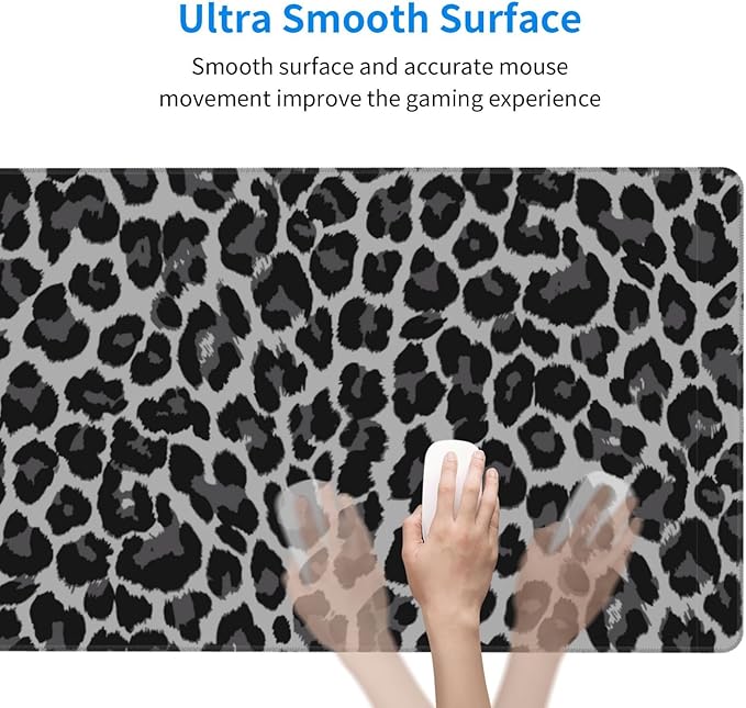 Leopard Skin Pattern Large Extended Mouse Pads XL Mousepad with Stitched Edges Non-Slip Rubber Base Computer Keyboard Pad Desk Mat for Home Office Desk Decor, 29.5" X 15.8"