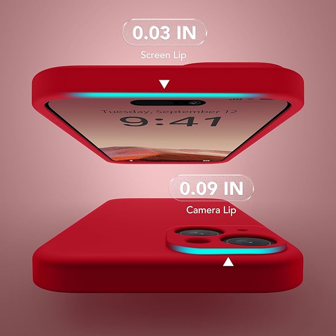 Magnetic for iPhone 14 Case, Compatible with MagSafe, [Full Camera Protection][Screen Protector] Silicone Shockproof Protective Phone Case for iPhone 14 6.1 inch, Deep Red