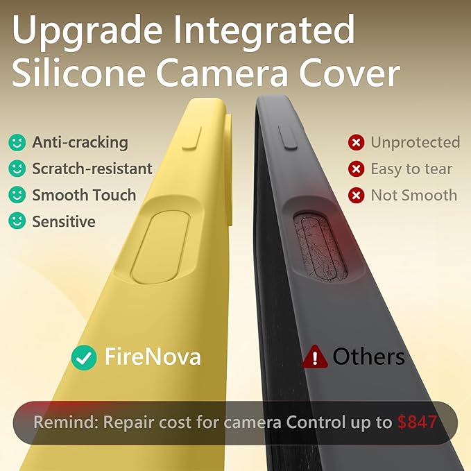 FireNova Magnetic for iPhone 17 Case, Compatible with MagSafe, [Integrated Silicone Camera Control Button] [Camera Protection] Anti-Scratch Microfiber Lining Phone Case, 6.3", Yellow