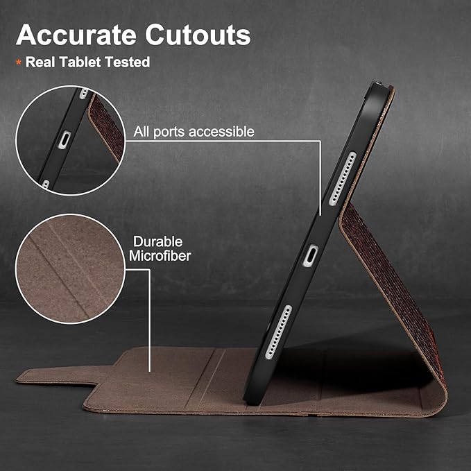 Gexmil Premium Leather Case for iPad mini 7 (A17 Pro) 2024 / iPad mini 6 Generation 2021 8.3 Inch,Pencil Holder, Magnetic Closure,Shockproof Cowhide Cover,Adjustable Stand,Brown Crocodile
