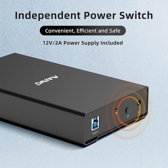 MAIWO External Hard Drive Enclosure for 2.5 3.5 Inch SATA HDD/SSD, USB 3.0 Hard Drive Reader HDD Case with UASP, 24TB Capacity, Aluminum