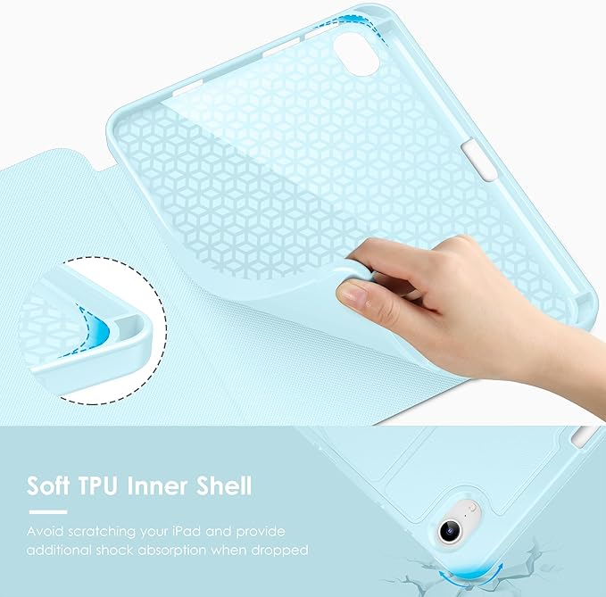 VIKESI Case for iPad mini 7 (A17 Pro) and iPad mini 6,Multiple Angles Magnetic Stand Cover,Shockproof Soft Back,Pencil Holder,and Auto Sleep/Wake,Ice Blue