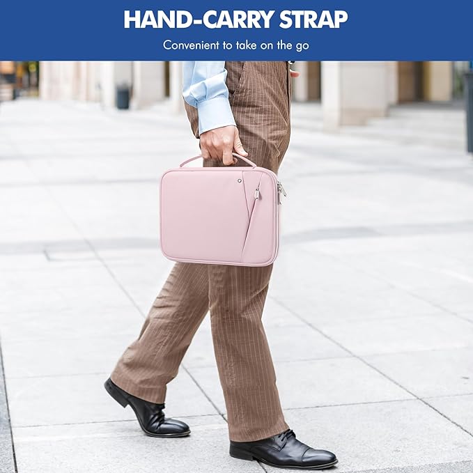 MoKo 7-8 Inch Tablet Sleeve Carrying Case with Handle, Padded Protective Travel Bag for iPad Mini A17 Pro/6th 8.3'', iPad Mini 5/4/3/2th 7.9", Pink