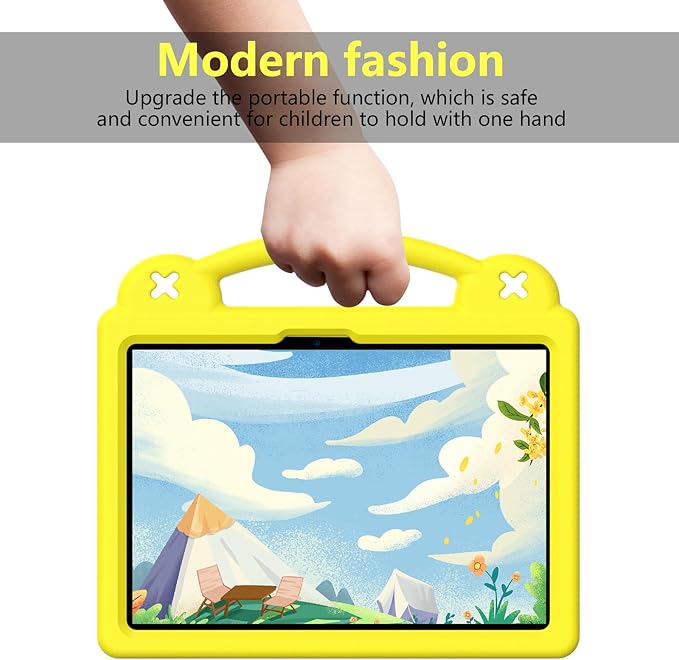 AKABEILA Compatible with Xiaomi Pad 7/Xiaomi Pad 7 Pro 11.2 inch 2024/Xiaomi Pad 8 2025 11.2 inch Tablet Case, Kids Friendly Universal Protective Case with Shoulder Strap & Stand Handle Yellow