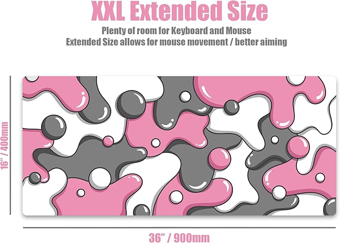 Kraken Gaming Mouse Pad Large Pink XXL Mouse Pad for Gaming - Desk Mat for Keyboard - Thick Artisan Mousepad for Desk (Quartz Drip)