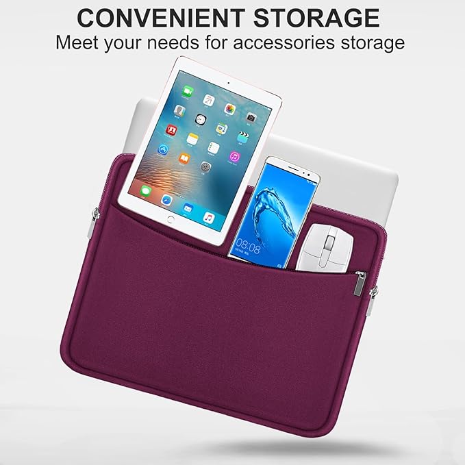 Laptop Sleeve Bag 14 inch, Shockproof Protective Laptop Cover Carrying Computer Bag with Accessory Pocket Portable Computer Case for 14" MacBook, HP, Dell, Lenovo, Acer, Rose Red
