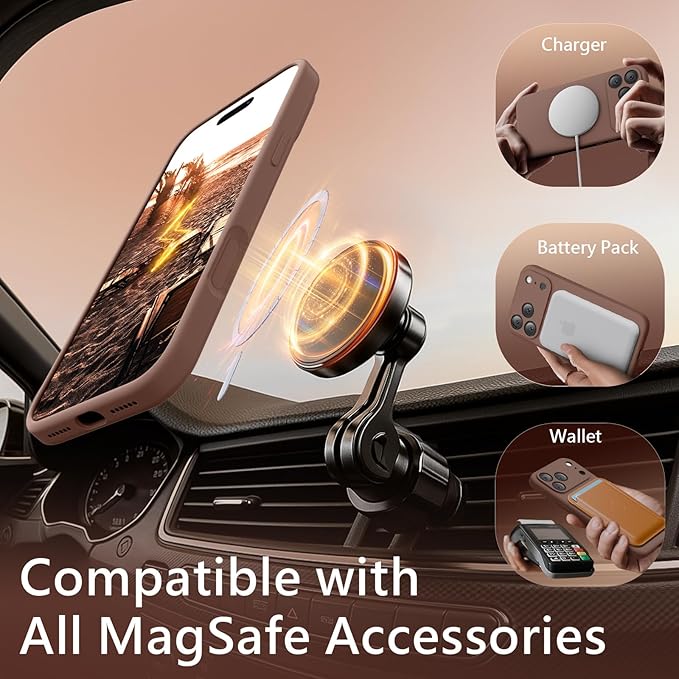 FireNova Magnetic for iPhone 17 Pro Case, Compatible with MagSafe, [Integrated Silicone Camera Control Button] [Camera Protection] Anti-Scratch Microfiber Lining Phone Case, 6.3", Light Brown