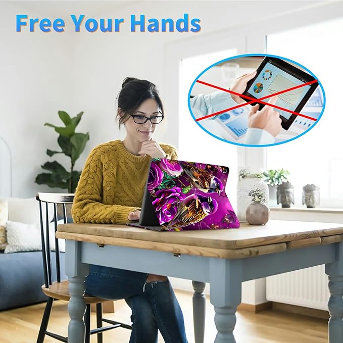 for Amazon Kindle Fire Max 11 (13th Generation, 2023 Release) 11" Tablet Case, Slim Kickstand Stand Leather Smart Cover with Auto Wake/Sleep, 2 Hummingbird Flowers