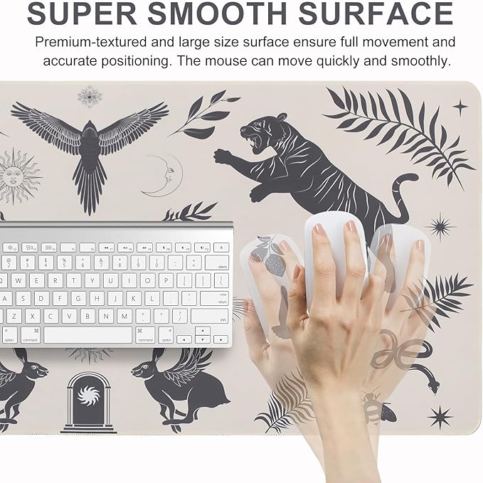 L-SPOUTTO Mystical Desk Mat for Keyboard and Mouse,Astrology XXL Gaming Mouse Pad,Large 35.4x15.7in Non-Slip Rubber Base Keyboard Pad Desktop Mat for Laptop Computer Work Home Office-Wild Animal