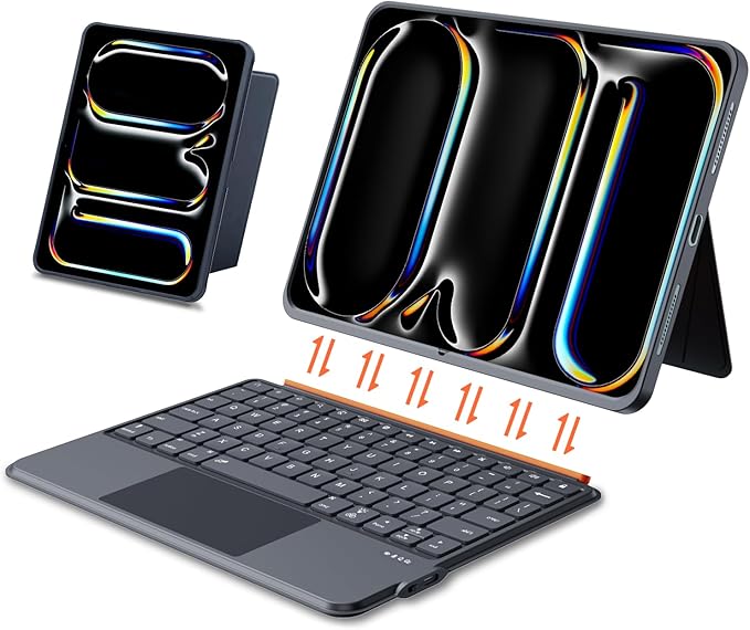 FanGoFast for iPad Case with Keyboard 11 Inch A16 10th Gen, Magnetic Detachable Keyboard Case Adjustable Stand, Backlit Keys with Touchpad (Gray, for iPad 11/10/Air 5/4/11"(M2/M3) Pro 11" 4/3/2/1)