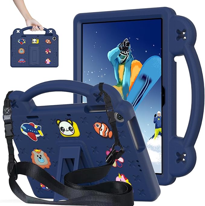 AKABEILA Compatible with Lenovo Tab M10(3rd Gen) 10.1(2022)/Huawei MatePad T 10s 10.1/MatePad T 10 9.7/MatePad SE 10.1(2022)/Honor Pad X8/Pad X8 Lite Tablet Case, Strap for Girl Kid Gift - Navy Blue