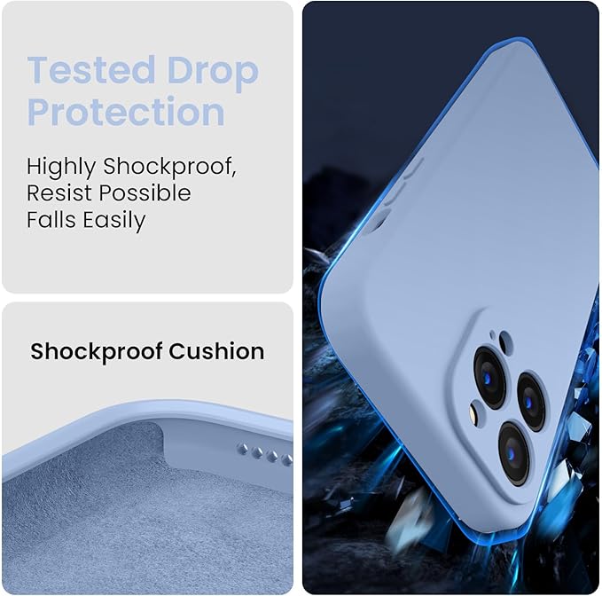 FireNova Designed for iPhone 13 Pro Max Case, Silicone [Camera Protection] Phone Case, Soft Anti-Scratch Microfiber Lining Inside, 6.7 inch, Light Blue