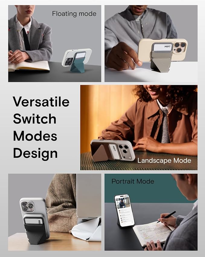 MOFT Magnetic Wallet Stand Compatible with iPhone 17/16/15/14/13/12 Series, Angle Adjustment & Magsafe Compatible MOVAS Phone Stand,Brownie