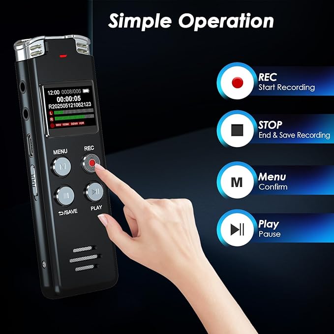 128GB Digital Voice Recorder Voice Activated Recorder with Playback - Upgraded Tape Recorder for Lectures, Meetings, Interviews, Audio Recorder USB Charge, MP3
