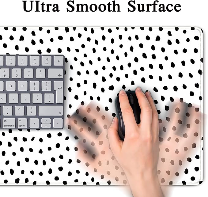 Boho Desk Mat, Polka Dot Large Mouse Pad Desk Pad Boho Desk Accessories for Women Office Decor, XXL Mousepad Long Laptop Keyboard Mouse Mat 31.5''X15.7'' Non-Slip Rubber Base with Stitched Edges