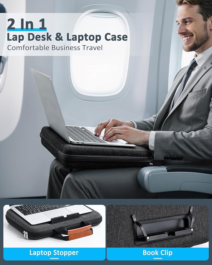 Hard Laptop Case 15.6 Inch for HP Dell Lenovo ASUS Acer - 2 in 1 Laptop Sleeve & Lap Desk with Stopper and Book Clip, Shockproof Waterproof 16.2 MackBook Pro Case - Black