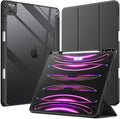 JETech Case for iPad Pro 12.9-Inch (2022/2021/2020/2018) with Pencil Holder, Clear Transparent Back Shell Slim Stand Shockproof Tablet Cover, Auto Wake/Sleep (Black)