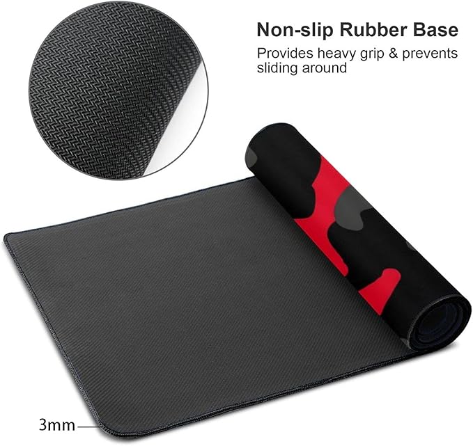 Red and Black Camo Camouflage Gaming Mouse Pad Large XL Long Extended Pads Big Mousepad Keyboard Mouse Mat Desk Pad Home Office Decor Accessories for Computer Pc Laptop