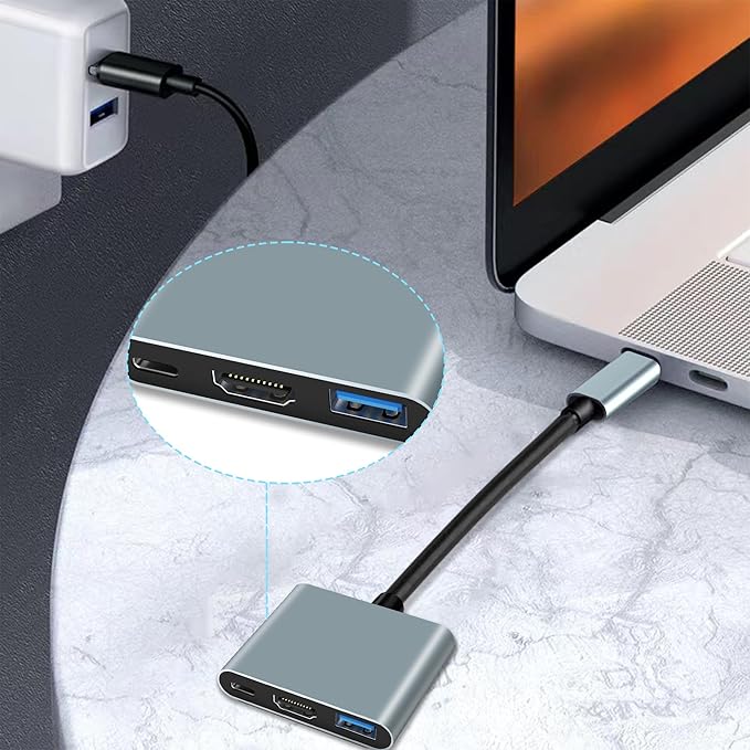 USB C Adapter, USB C to HDMI Multiport Adapter, USB C Hub, USB C to USB Adapter with 4K HDMI, USB 3.0, 100W Power Delivery, for iPhone 15, Samsung, MacBook, iPad pro, Chromebook, Dell, Switch