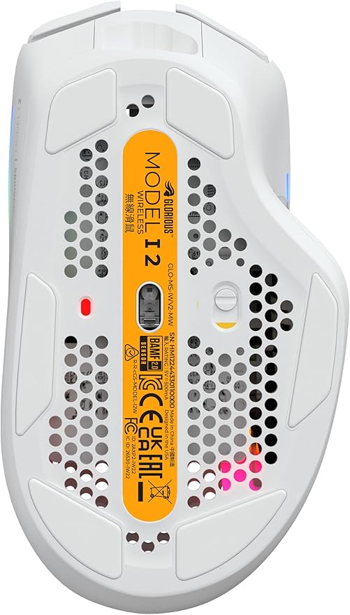 GLORIOUS Gaming Model I 2 Wireless Gaming Mouse - Hybrid 2.4Ghz & Bluetooth, 75g Superlight, 9 Buttons (2 Swappable), RGB, PTFE Feet, MMO/MOBA/FPS, Long Battery Life, Side Thumb Rest - White