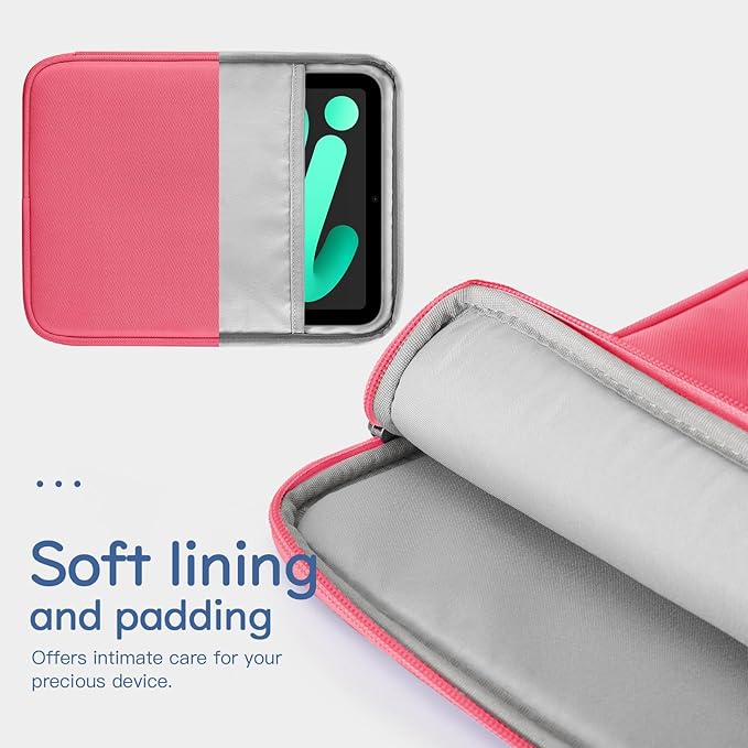 Dadanism 8-9 Inch Tablet Sleeve Bag Carrying Case for iPad mini 7th/6th 8.3", iPad mini 7.9", Galaxy Tab A7 Lite/A9 8.7", ‎Remarkable Paper Pro Move 7.3" 2025, Tab M8 8", Tab M9 9", Watermelon Pink