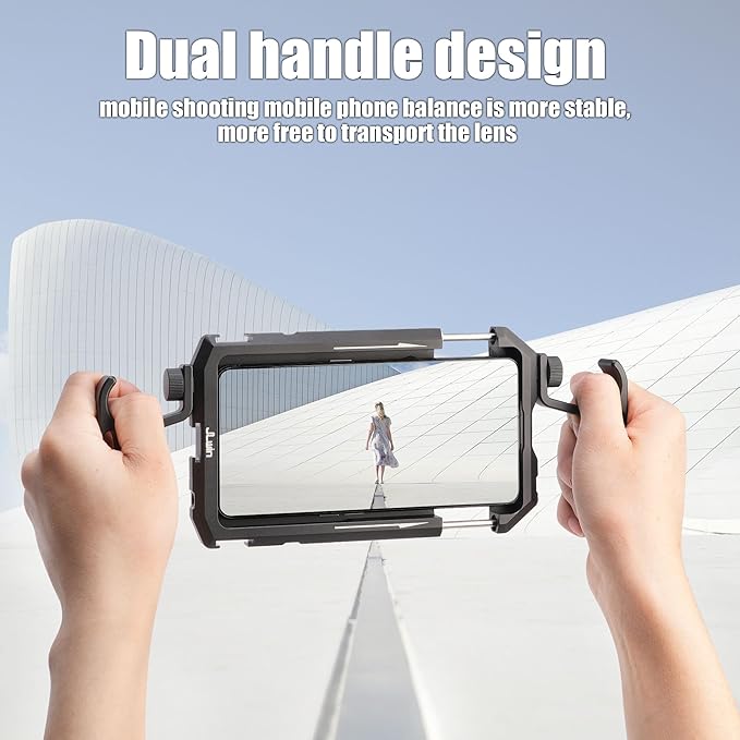 Fotga Aluminum Universal Smartphone Cage Photo Video Stabilizer with Handles Rig for iPhone 17 16 15 14 Pro Max Samsung Cell Phone Vlog Live Stream Video Recording,with Cold Shoe Tripod Mount