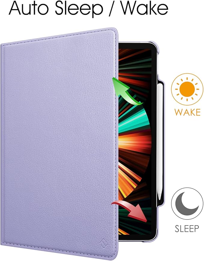 Fintie Rotating Case for iPad Pro 12.9-inch 6th Generation 2022-360 Degree Swiveling Protective Cover with Pencil Holder, Auto Sleep/Wake, Also Fit iPad Pro 12.9" 5th/4th/3rd Gen, Lilac Purple