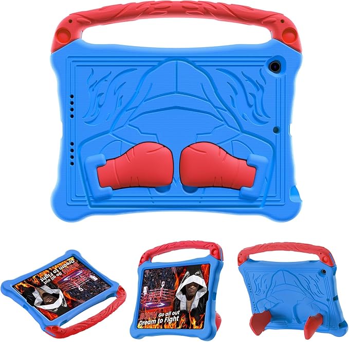Dteck for iPad Air 3rd Generation and iPad Pro Case 10.5" 2019/2017 Release, Cute Boxing Shockproof Hard Case with Handle/Kickstand/Shoulder Strap, Protective Lightweight Kids-Friendly Cover, Blue