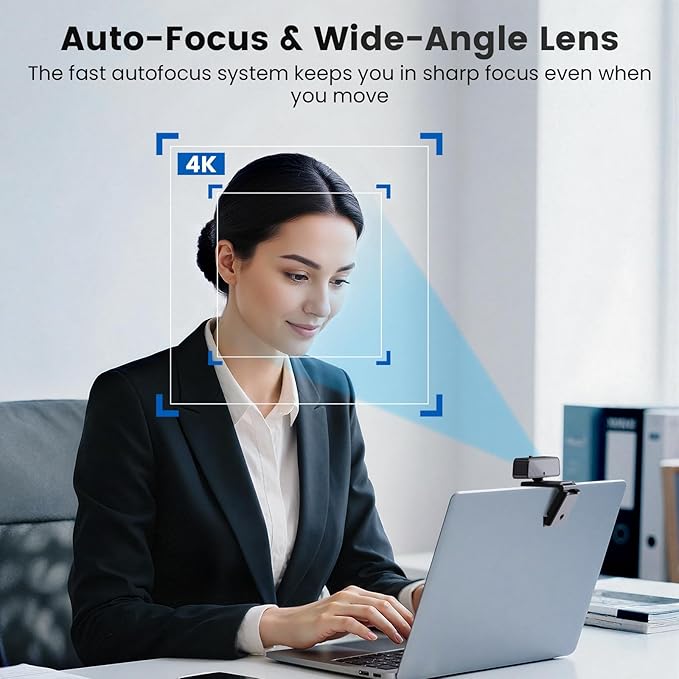 4K Webcam for PC Streaming, 4K Web Computer Camera for Desktop Computer, HD External USB Webcam with Microphone for Laptop, Video Game Camera for Monitor PS5 Zoom Conference Room
