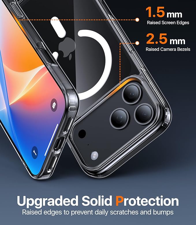 Magnetic for iPhone 17 Pro Max Case,[Anti-Slip][Compatible with MagSafe][Military Grade Drop Protection] Shockproof Protective Translucent Matte Phone Case for iPhone 17 Pro Max Case,Clear