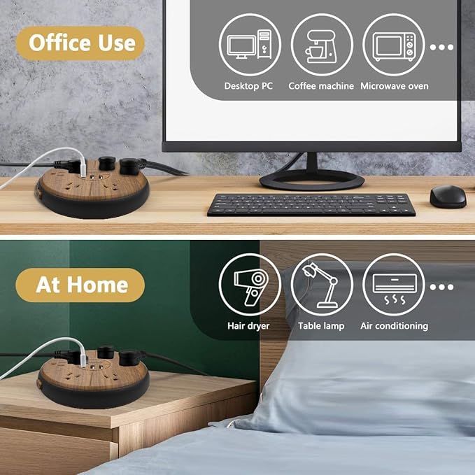 Power Strip Surge Protector 6 AC outlets with USB and USB-C PD 20W Fast Charging 15A 1875W high Power Output Widely Spaced Multi outlets Circuit Breaker Safeguard for Home,Office, Dorm Room