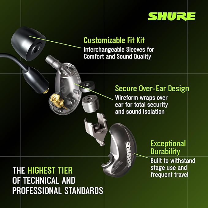 Shure SE215 PRO Wired Earbuds, Professional Sound Isolating Earphones with Clear Sound, Deep Bass, Secure in-Ear Fit, Carrying Case, Clear