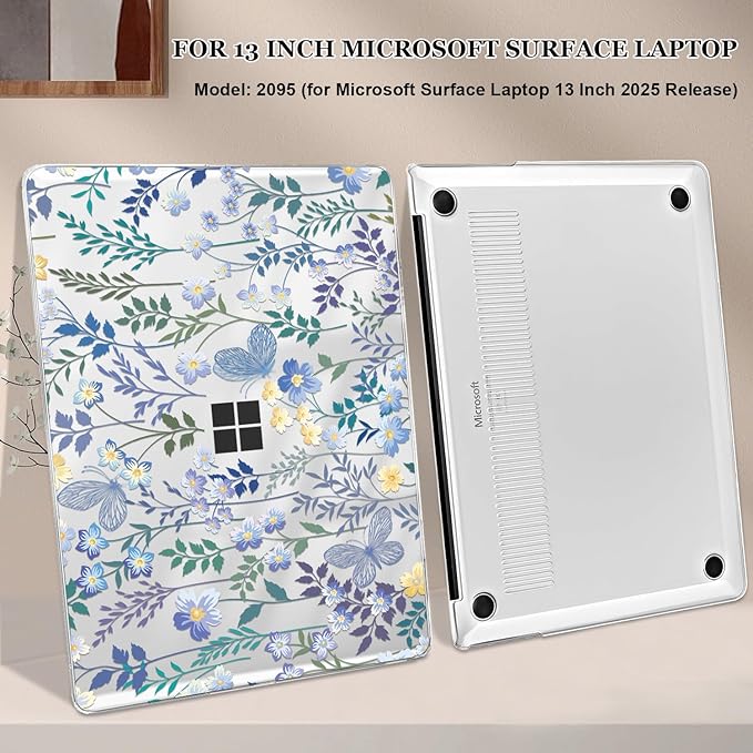 Case Compatible with 13 inch Microsoft Surface Laptop 2025 Copilot+PC (Model 2095), Printed Pattern Plastic Hard Shell Case for Microsoft Surface Laptop 13-inch 2025, Meadow Wildflower
