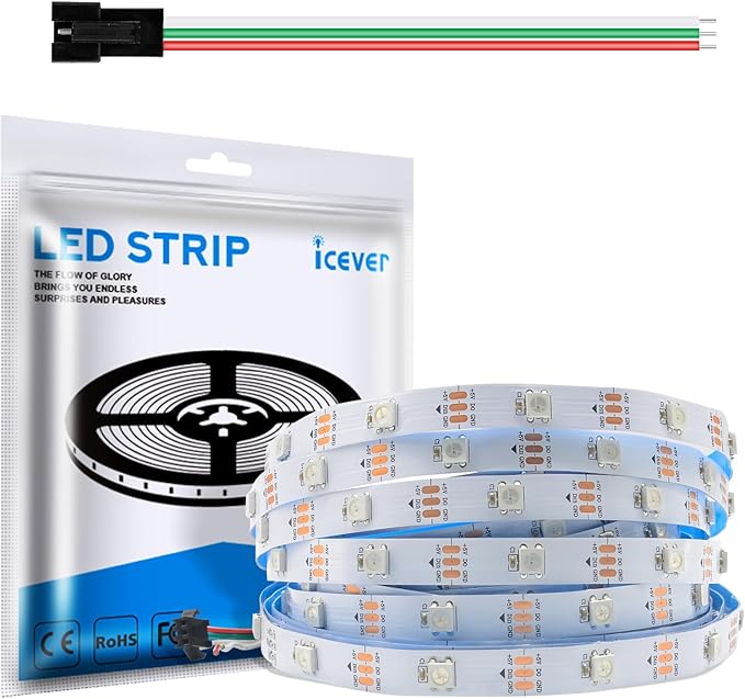 16.4FT WS2812B 5V LED Strip Lights 150 Individual Addressable RGB IC 5050SMD LEDs - Flexible White PCB IP30-30LEDs/m MagicRGB Dream Color for DIY Chasing Color Project (No Power Supply & Controller)