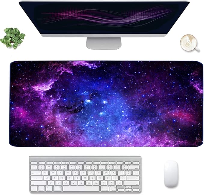 Extended Gaming Mouse Pad(35.4x15.7 in), Large Desk Pad Laptop Computer Keyboard Mat Waterproof Desk Decor Writing Pad for Work, Game, Office, Home - Galactic