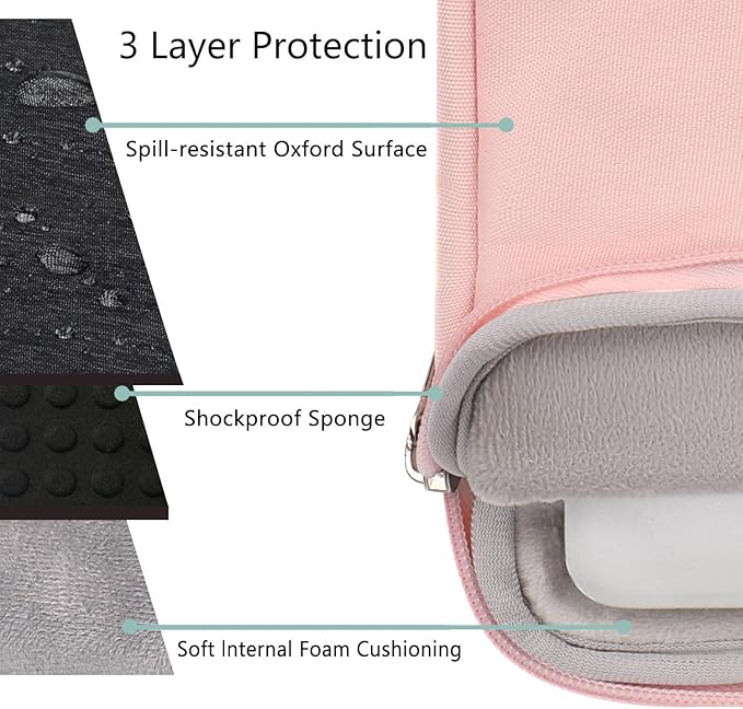 Voova Laptop Sleeve Carrying Case 14 15 Inch Compatible with MacBook Air 15 M2/M3/M4 2022-2025, MacBook Pro 15, Hp Chromebook 14, Waterproof Slim Computer Cover Bag,Sakura Pink