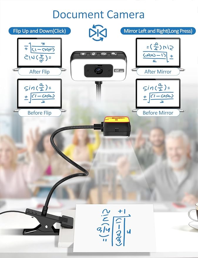 Webcam for PC, 4K Streaming Camera with Light, Web Camera for Desktop/Laptop Computer Webcam with Microphone, Plug and Play USB Web Cam with Bracket, for Live Streaming, Video Calls, and Meetings